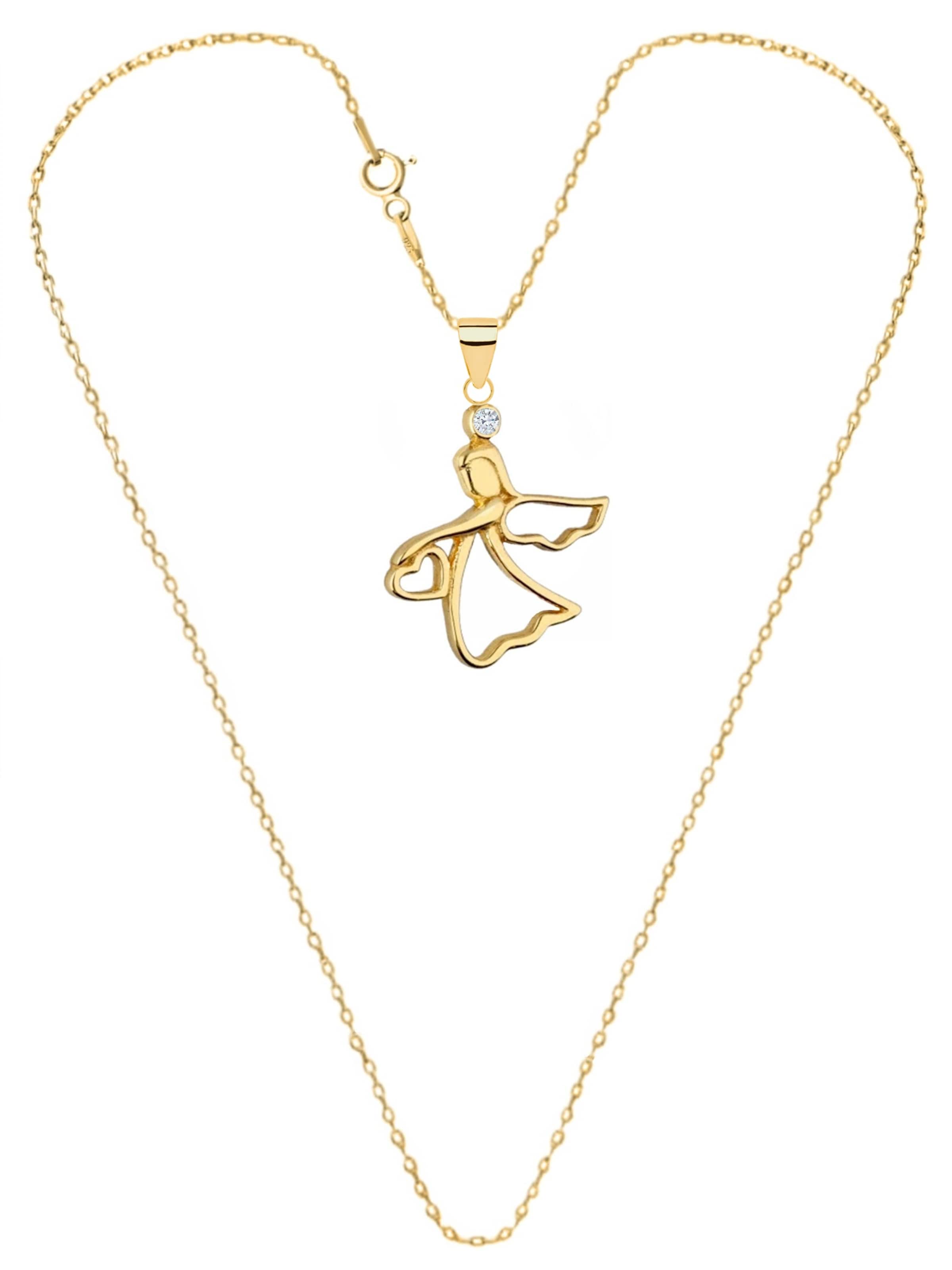 Goldene Hufeisen Kette 'Schutzengel'‌‌‌‌ in Gold: Vorderseite