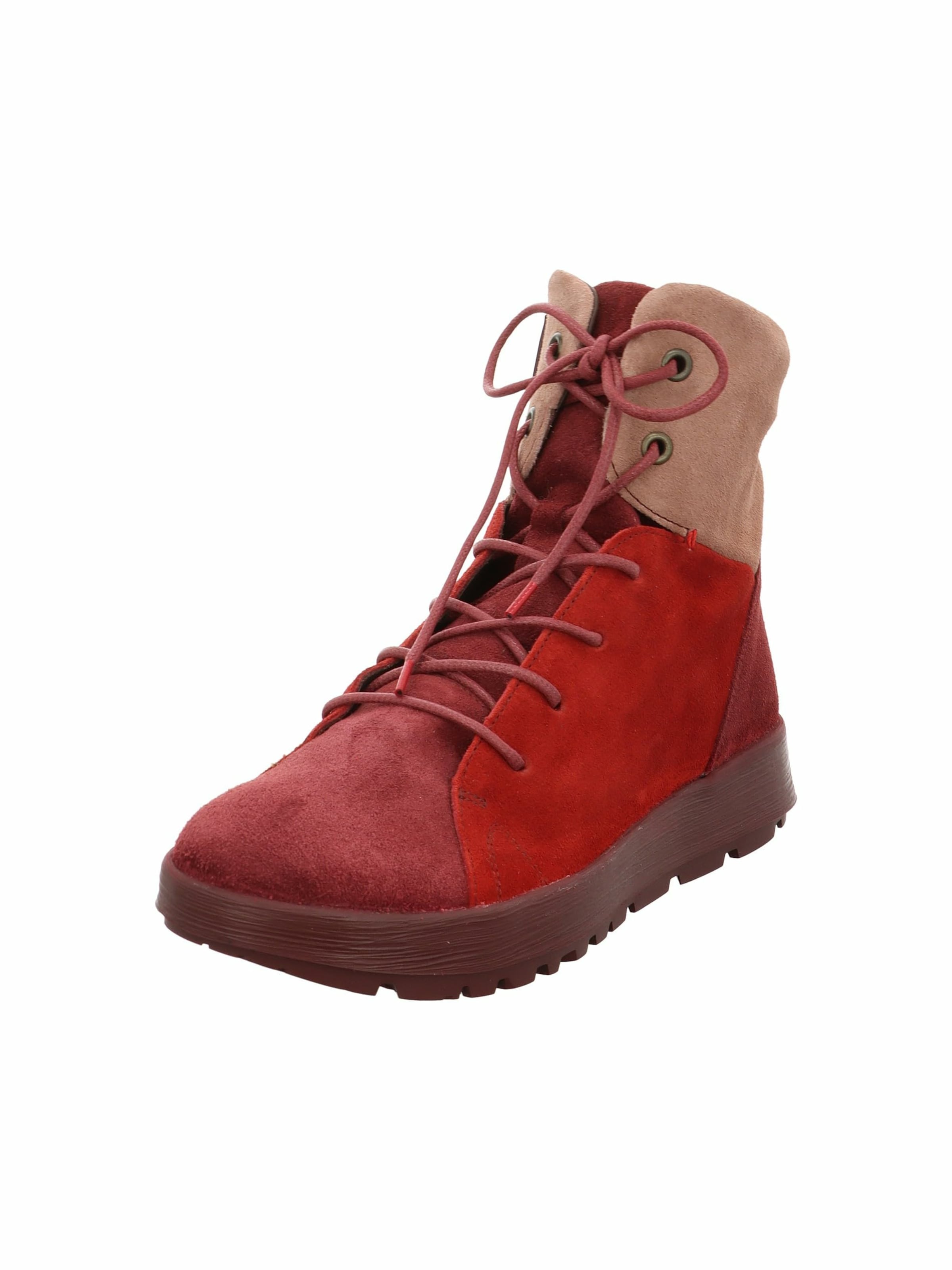 THINK! Stiefelette in beige / rot, Produktansicht