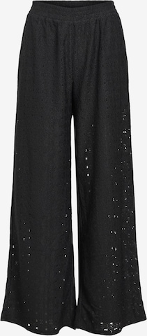 OBJECT Wide Leg Housut 'OBJLAILA' värissä musta: etupuoli