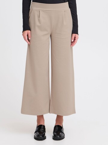 Wide leg Pantaloni con pieghe 'Kate' di ICHI in beige: frontale
