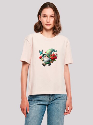 F4NT4STIC Shirt 'Gnom Frühling Blumen Schmetterling' in Pink: front