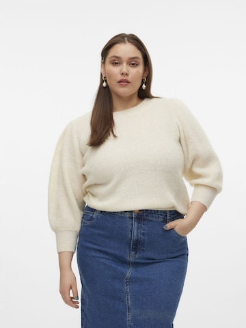 Vero Moda Curve Pullover 'Vigga' in Weiß: predná strana