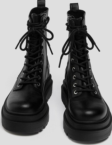 Pull&Bear Lace-Up Ankle Boots in Black