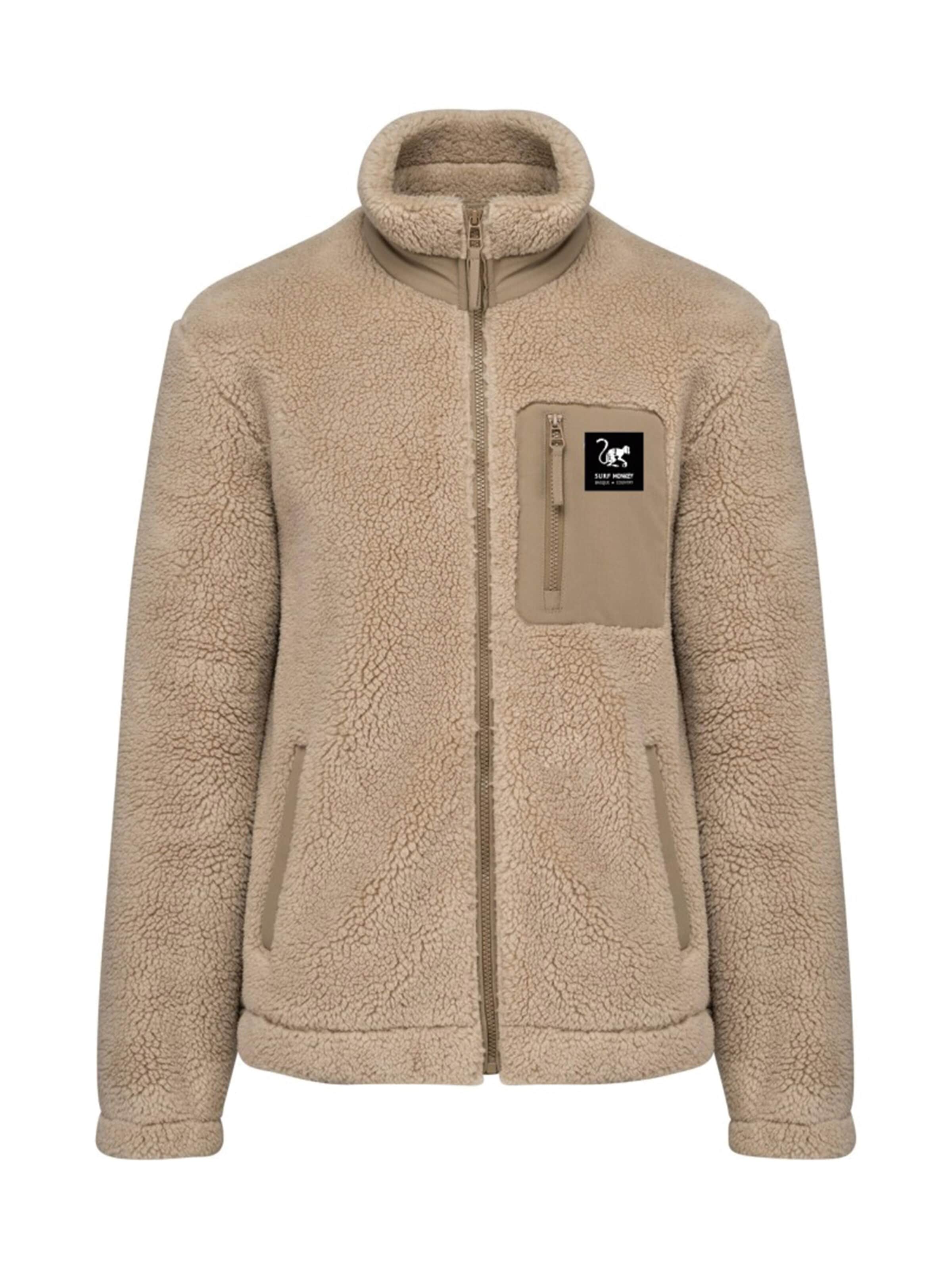 Surf Monkey Fleece jas in Beige: voorkant