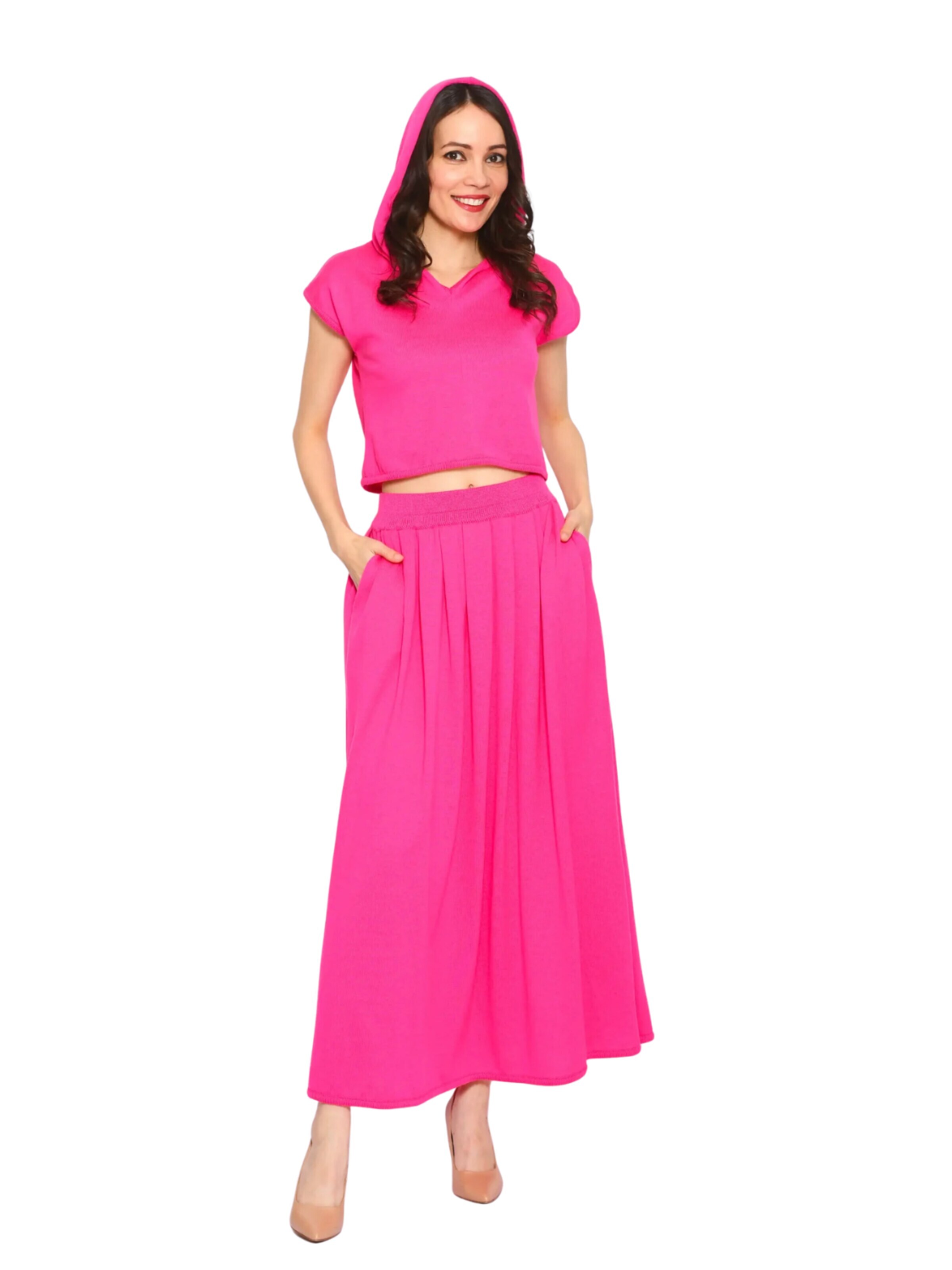 Süel knitwear Sticktop 'Hanna Hoodie' i pink: forside