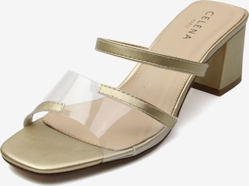 Celena Mules 'Catriona' in Gold: front