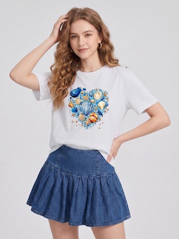 T-shirt 'Women's Short Sleeve Shirt Summer Tops' LapaPlus en blanc : devant