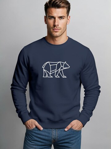 Neverless Sweatshirt 'Bär Lineart Polygon' in Blue