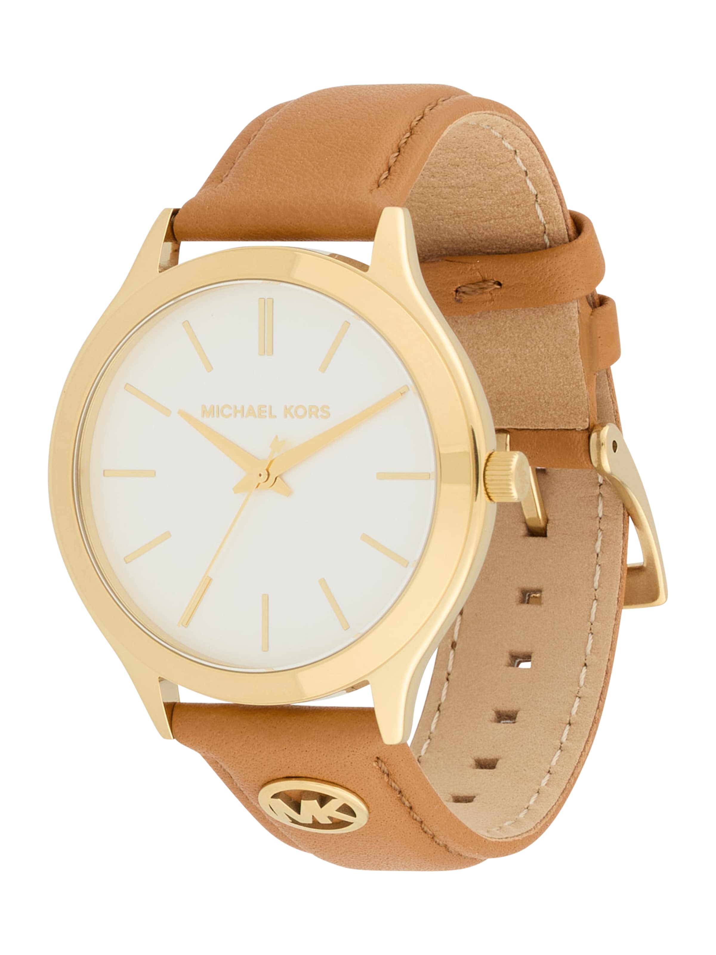 MICHAEL Michael Kors Analoginen kello 'SLIM RUNWAY' värissä ruskea: etupuoli