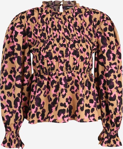 Pieces Petite Shirt 'MELINE' in de kleur Lichtbruin / Pink / Zwart, Productweergave