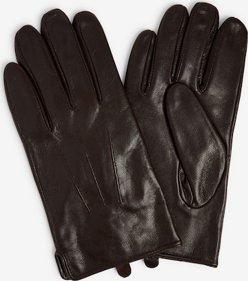 eem Full Finger Gloves in Brown: front