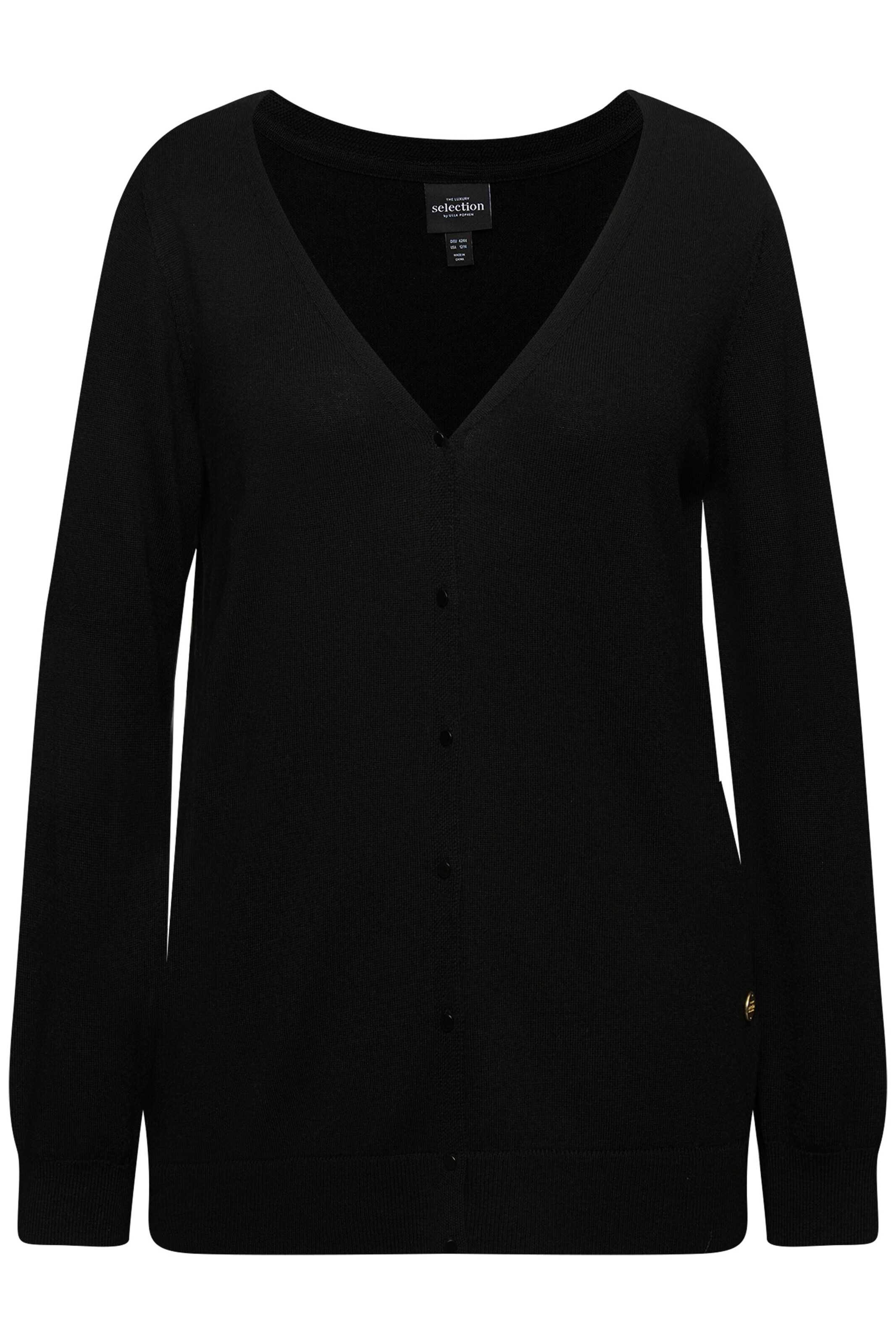 Ulla Popken Gebreid vest in Zwart: voorkant