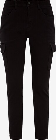 QS Slim fit Cargo trousers in Black: front