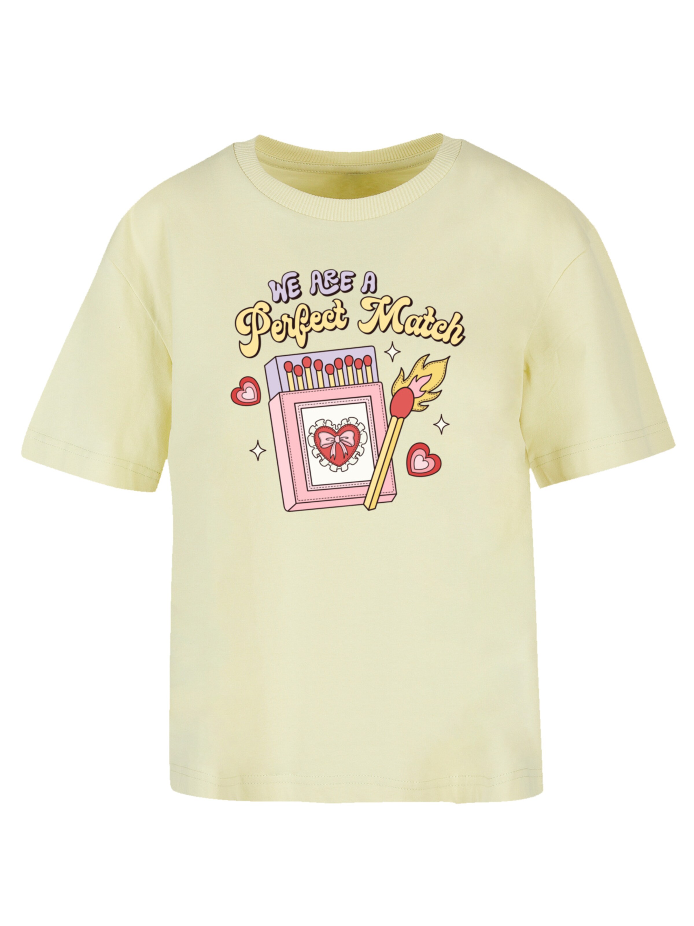 T-shirt 'We Are A Perfect Match Love' F4NT4STIC en jaune : devant