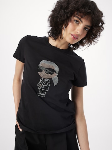 melns Karl Lagerfeld T-Krekls 'Ikonik'