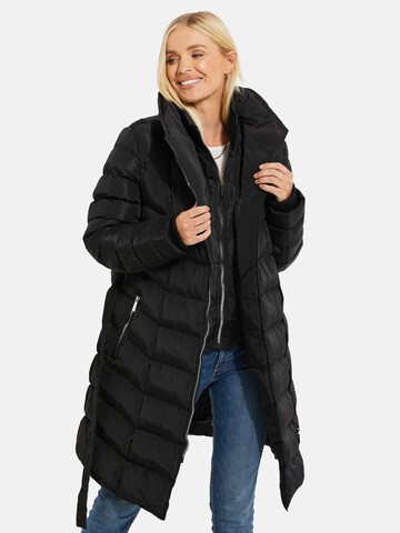 Threadbare Winter Coat 'Tess' in Black: front