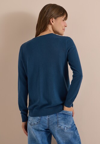 CECIL Basic Pullover mit V-Neck in Unifarbe in Blau