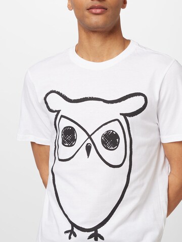 KnowledgeCotton Apparel T-shirt 'Big Owl' i vit