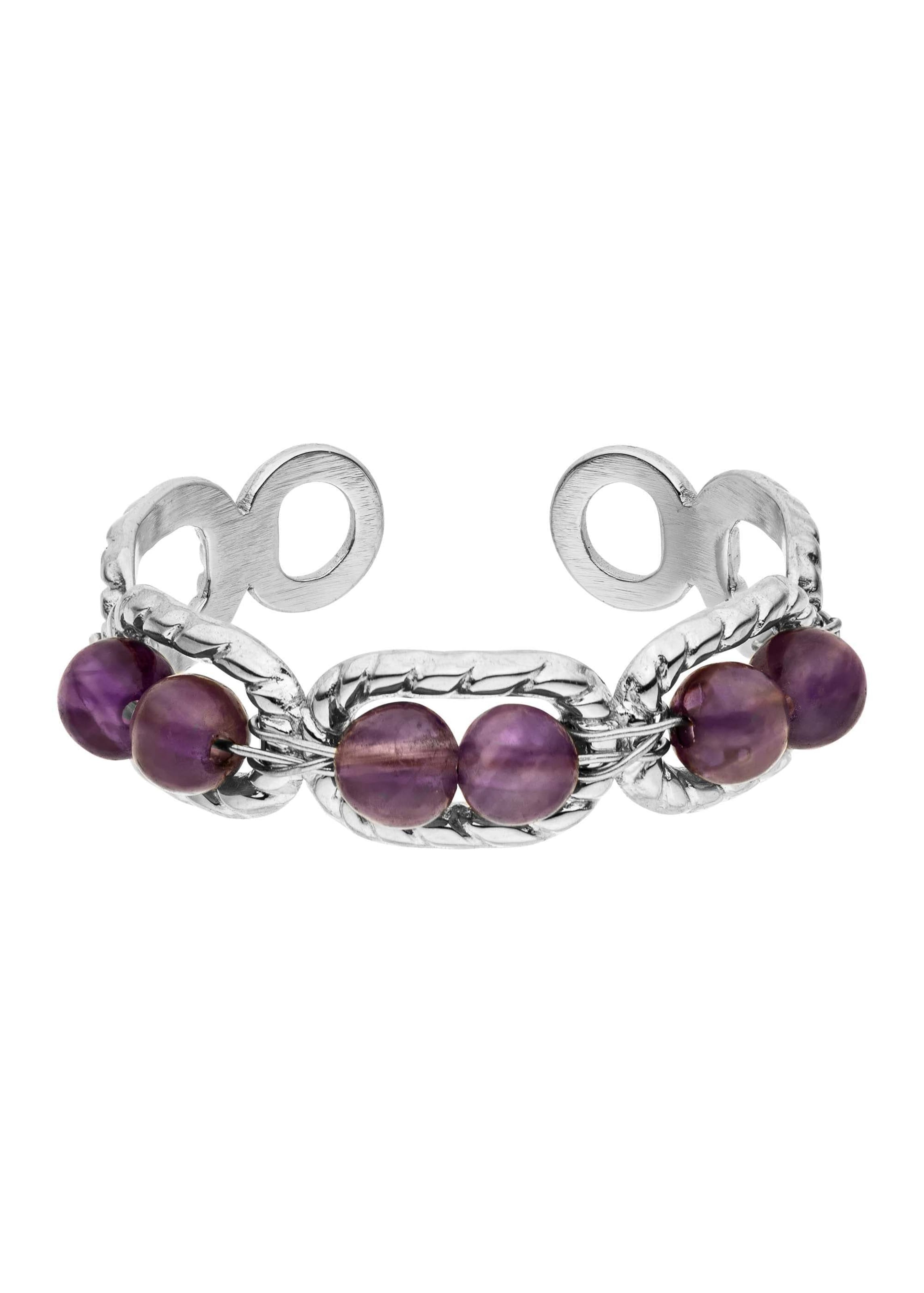 PURELEI Ring 'Purple Dusk' in 53-54 in Ruby red / Silver, Item view
