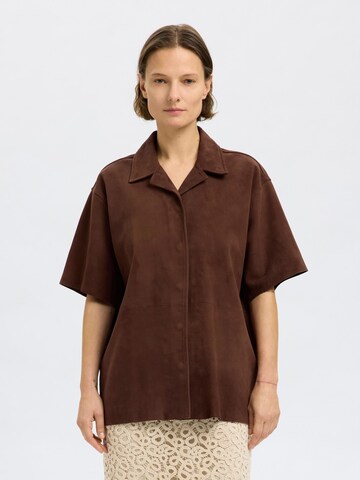 Chemisier SELECTED FEMME en marron : devant