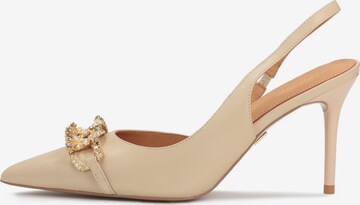 Kazar - Zapatos destalonado en beige: frente