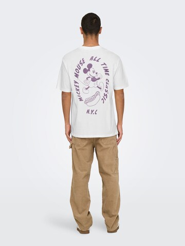 Only & Sons Μπλουζάκι 'ONSMICKEY MOUSE' σε λευκό