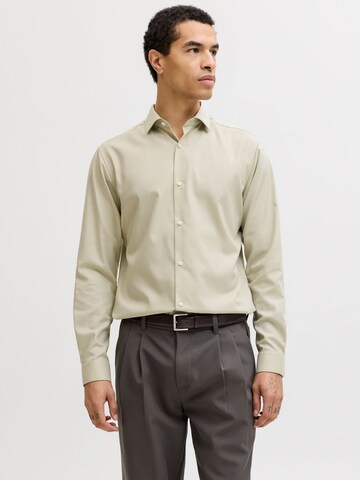 JACK & JONES Slim fit Button Up Shirt 'JPRBLAParker' in Beige: front