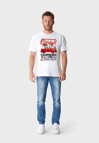 Oldskull T-Shirt 'RETRO URBAN CAMPER' in Weiß