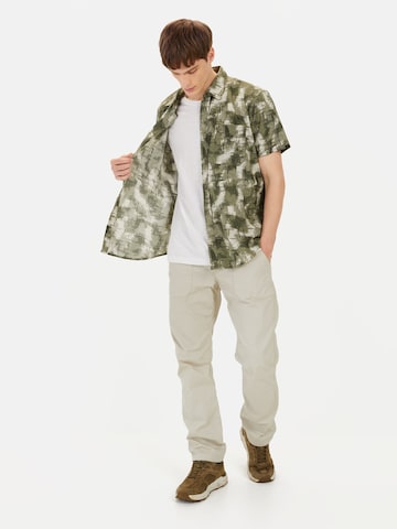 CAMEL ACTIVE Regular Fit Kurzarmhemd mit Strukturmuster in Grün