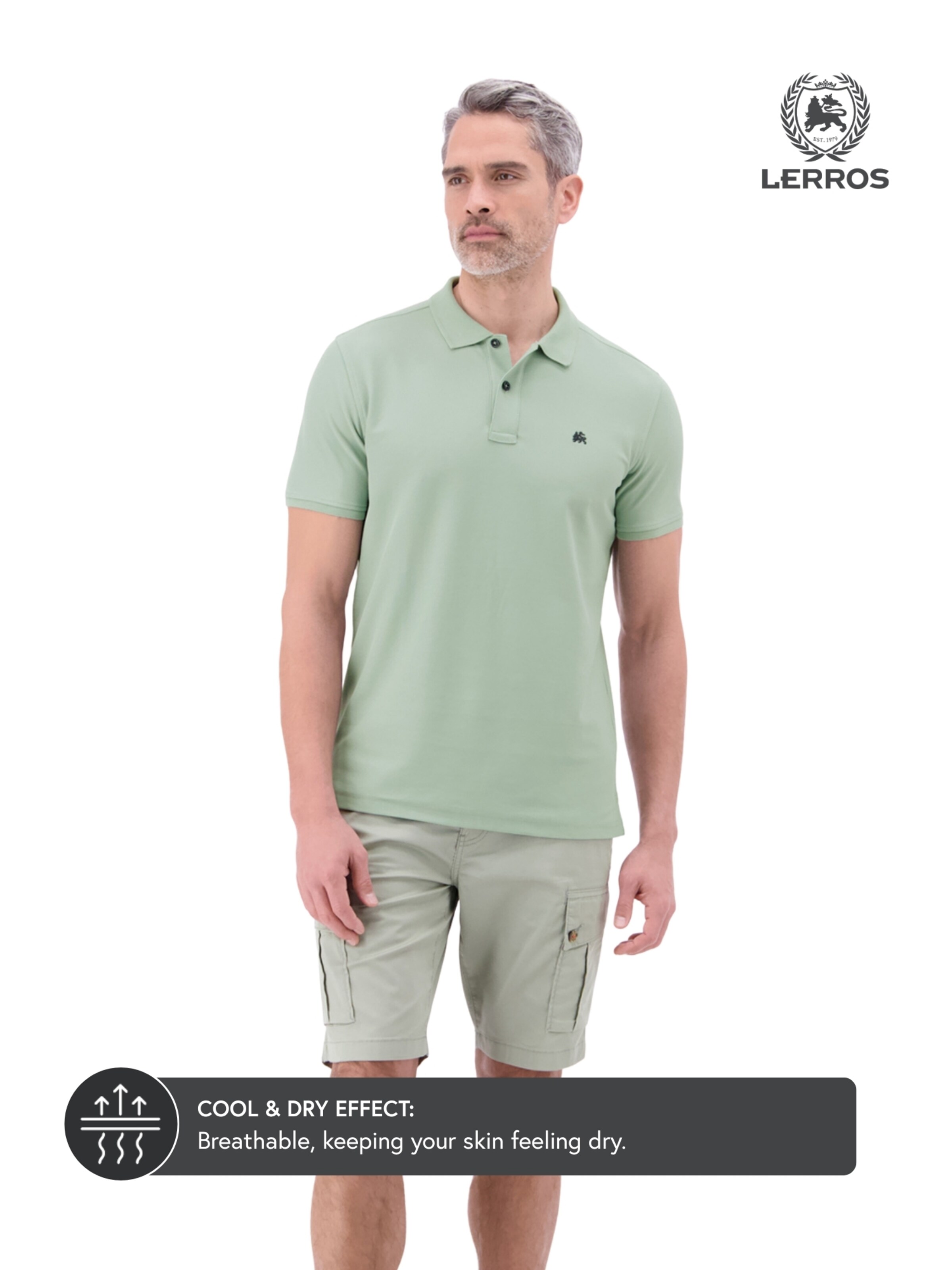 LERROS Poloshirt, COOL & DRY und Logo-Stitch in Grün