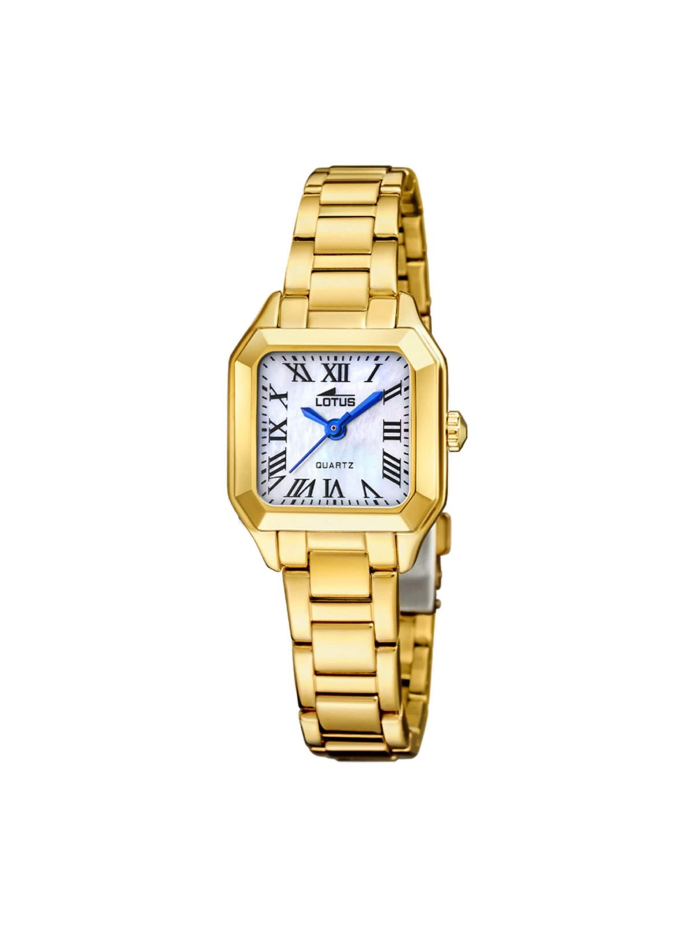 Lotus Analog Watch in Gold: front