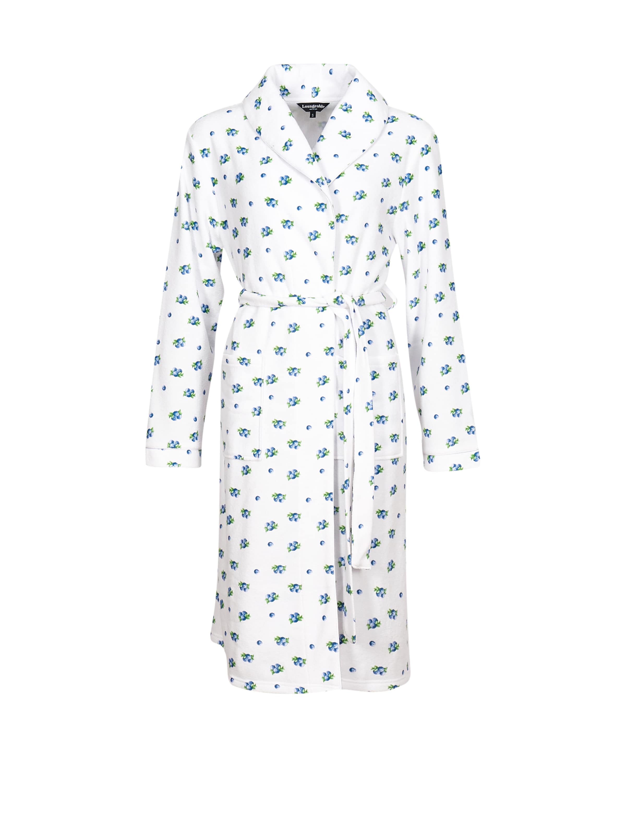 Loungeable Morgenmantel 'Blueberry Print' in Weiß: Vorderseite
