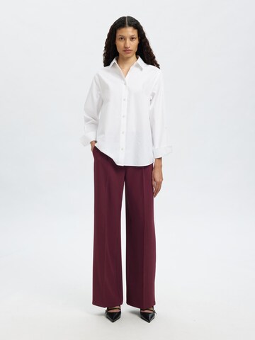 SELECTED Wide leg Pleat-Front Pants in Red
