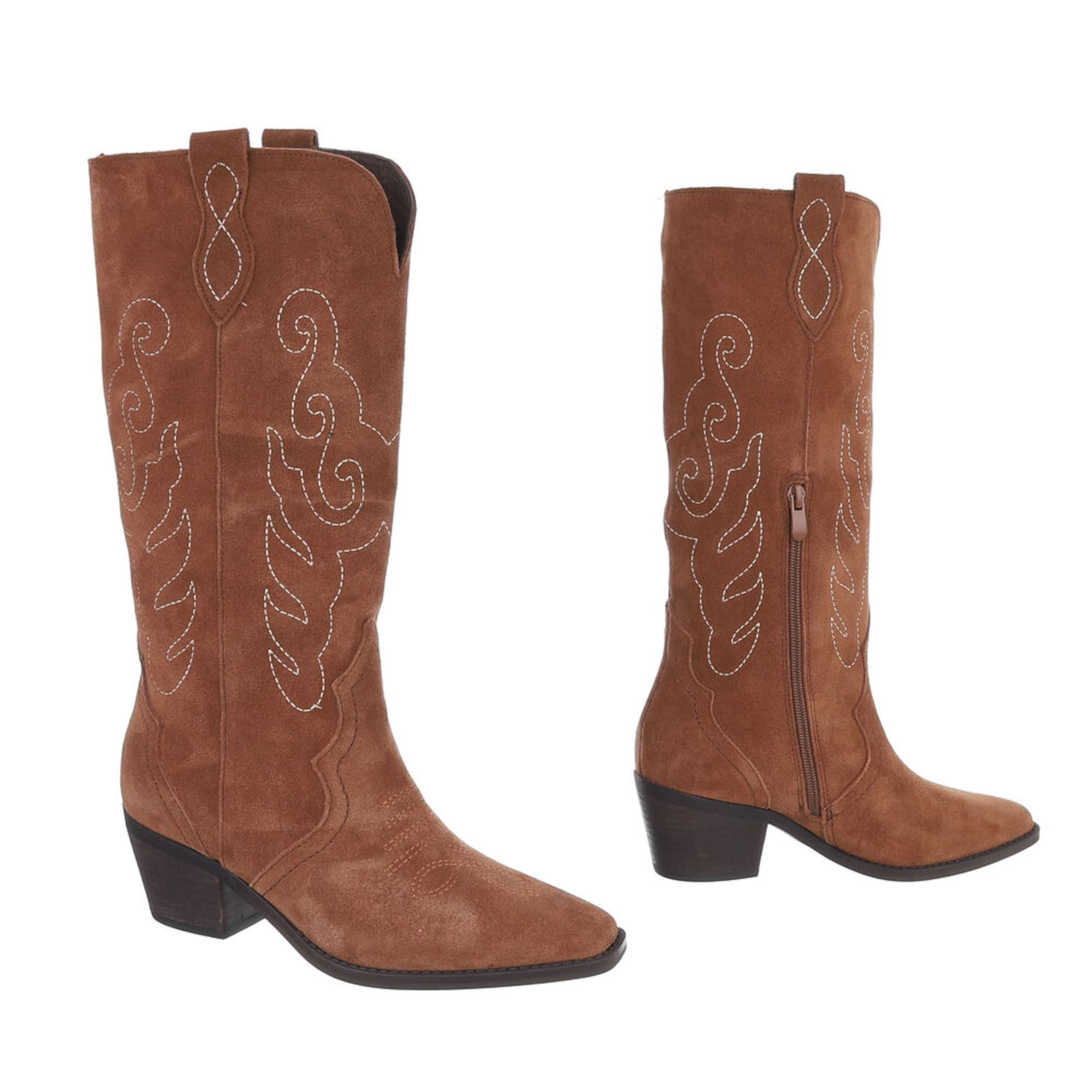 Ital-Design Cowboy Boots in Beige