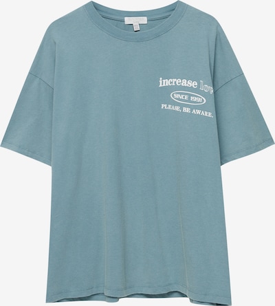 Pull&Bear T-shirt en turquoise / blanc, Vue avec produit