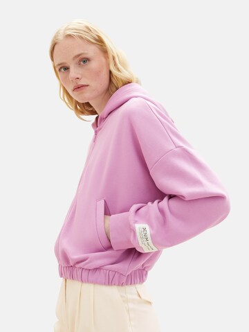 TOM TAILOR DENIM Zip-Up Hoodie in Pink