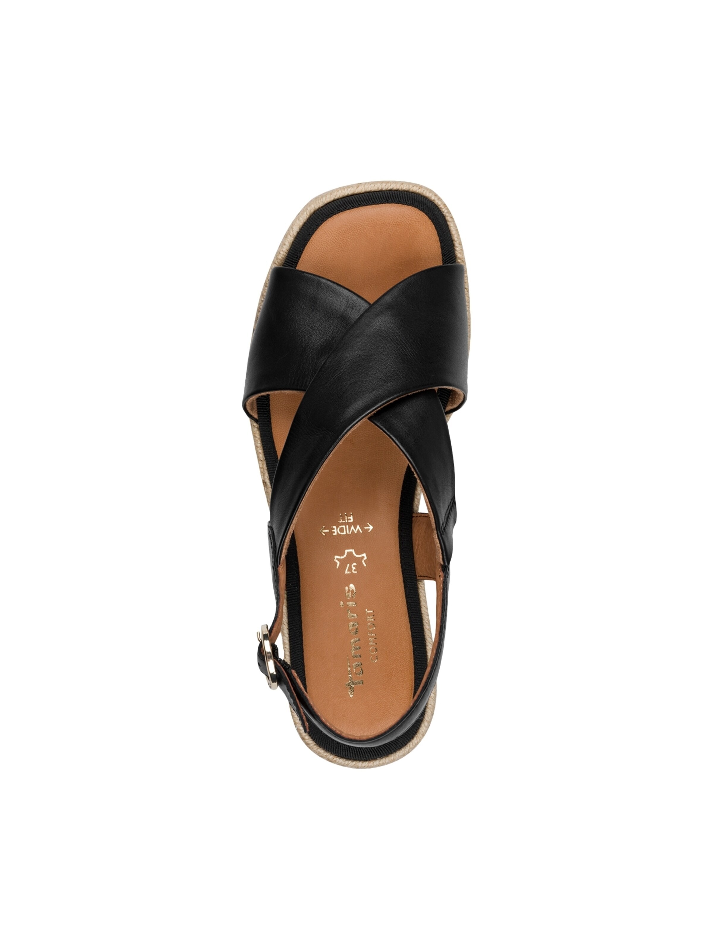 Tamaris Sandaal 'Ledersandalen mit Keilabsatz – Comfort' in Zwart