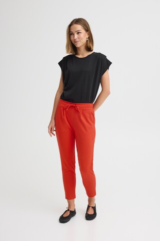 ICHI Tapered Bandplooibroek 'IHKate' in Rood