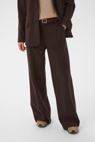 Part Two Wide leg Broek 'NinnesaPW' in Bruin: voorkant