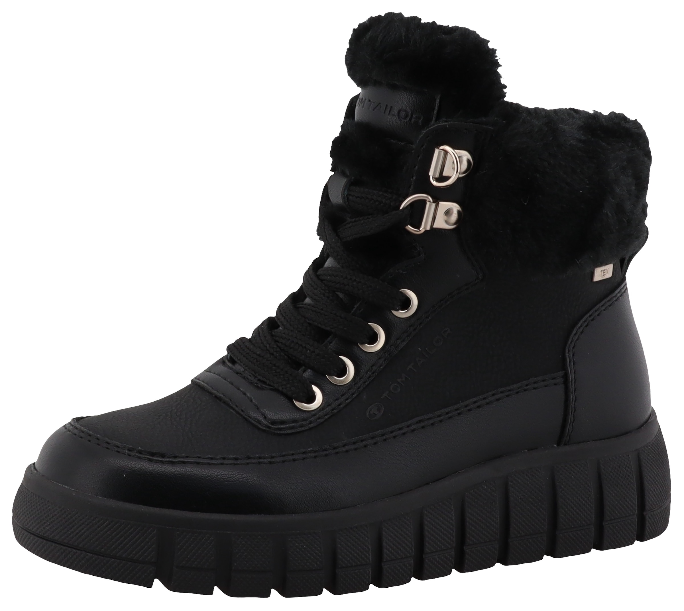 TOM TAILOR Schnürstiefelette in Schwarz: Vorderseite