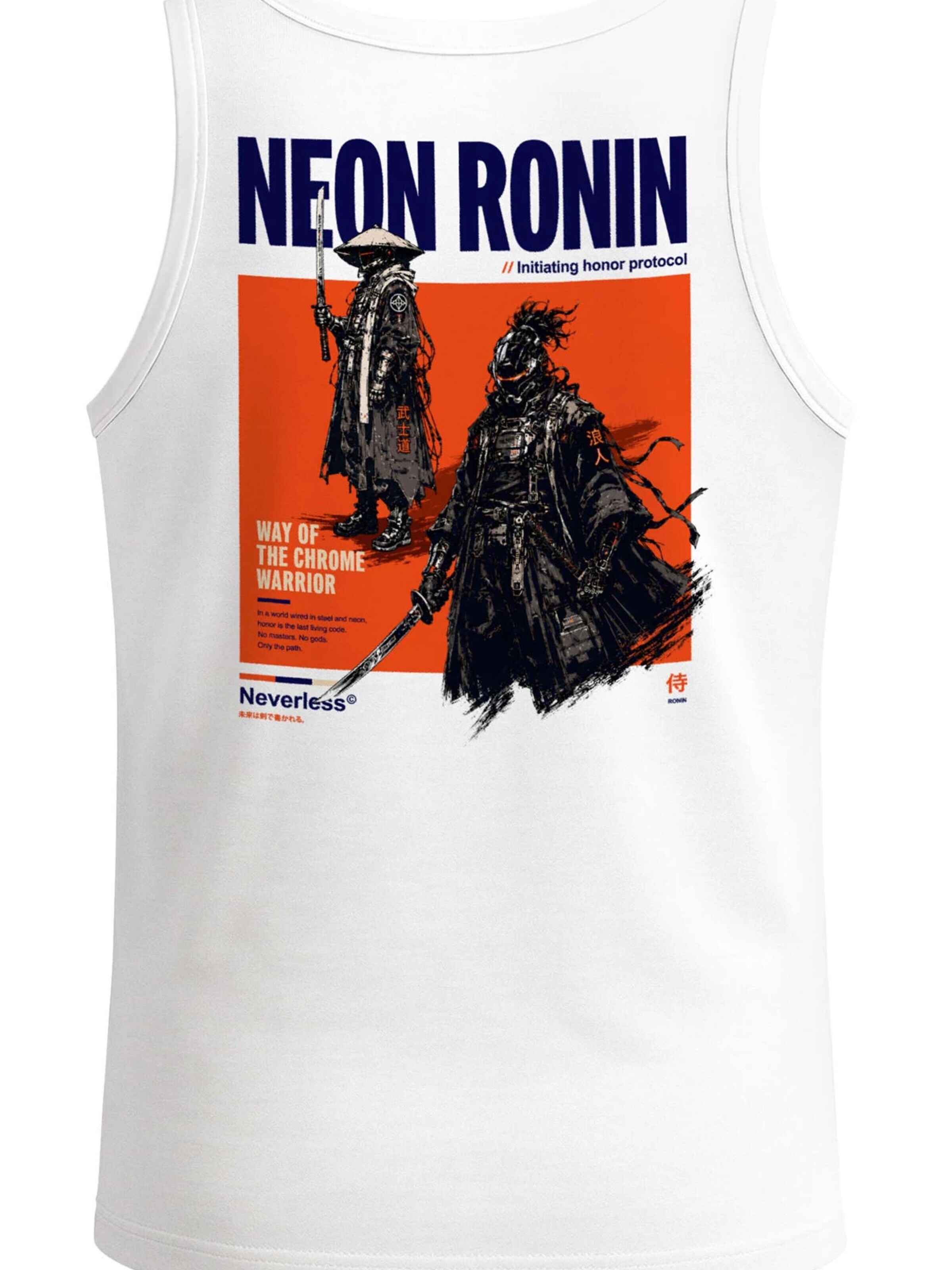 Neverless Shirt 'Neon Ronin' in White: front