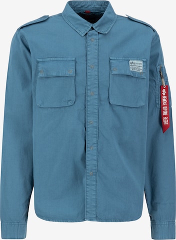 ALPHA INDUSTRIES Regular fit Button Up Shirt in Blue: front