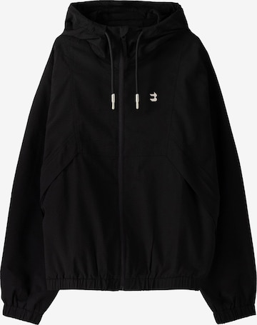 BershkaPrijelazna jakna - crna boja: prednji dio