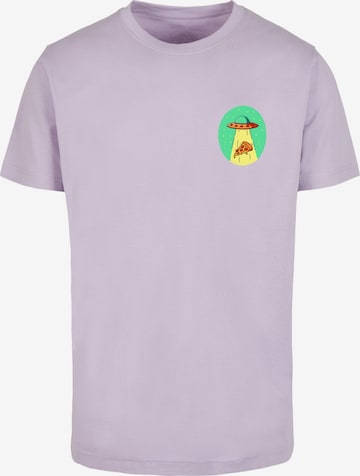 T-Shirt 'Ufo Pizza' Mister Tee en violet : devant