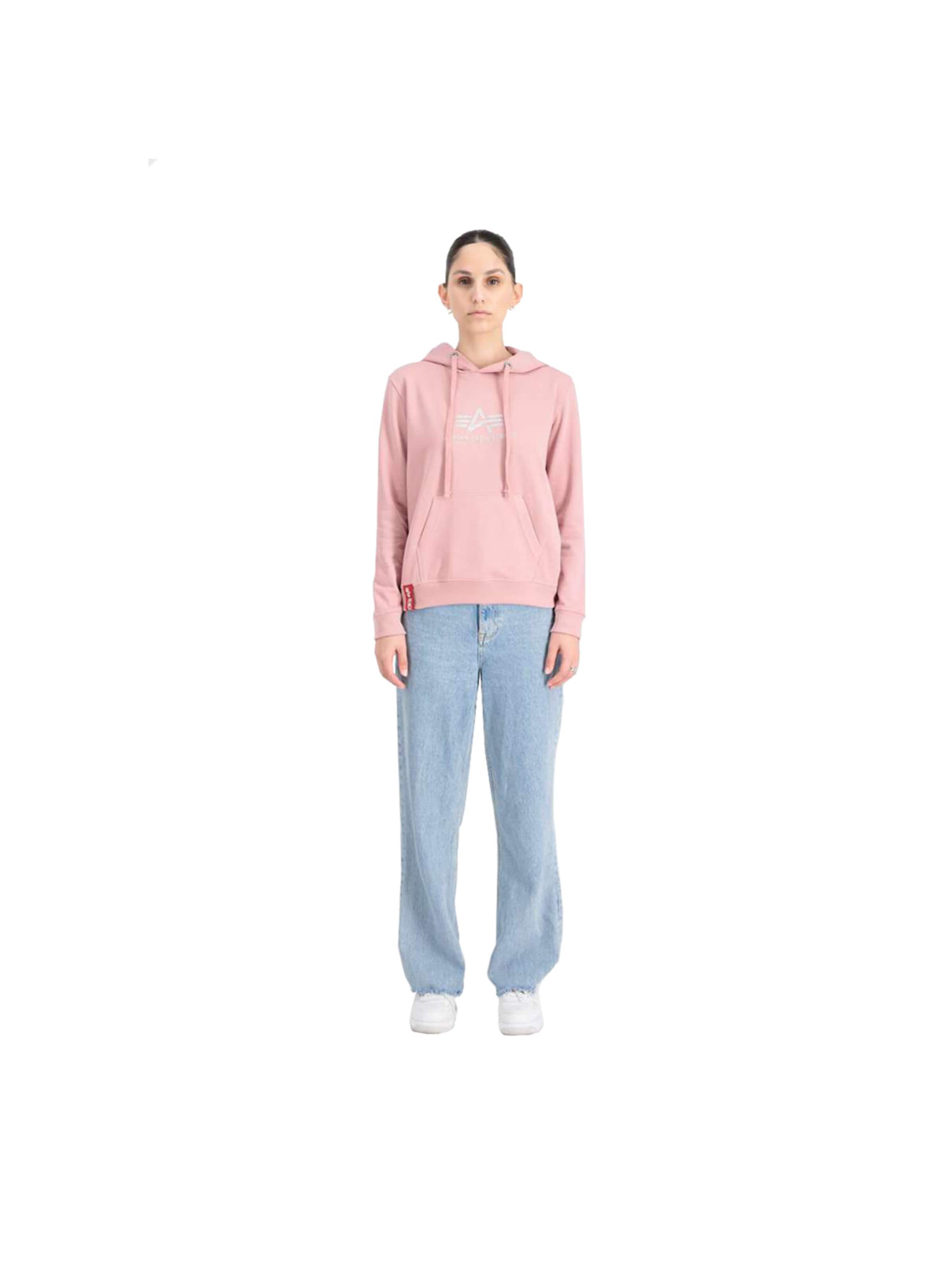 ALPHA INDUSTRIES Sweatshirt 'New Basic Glitter' in Pink