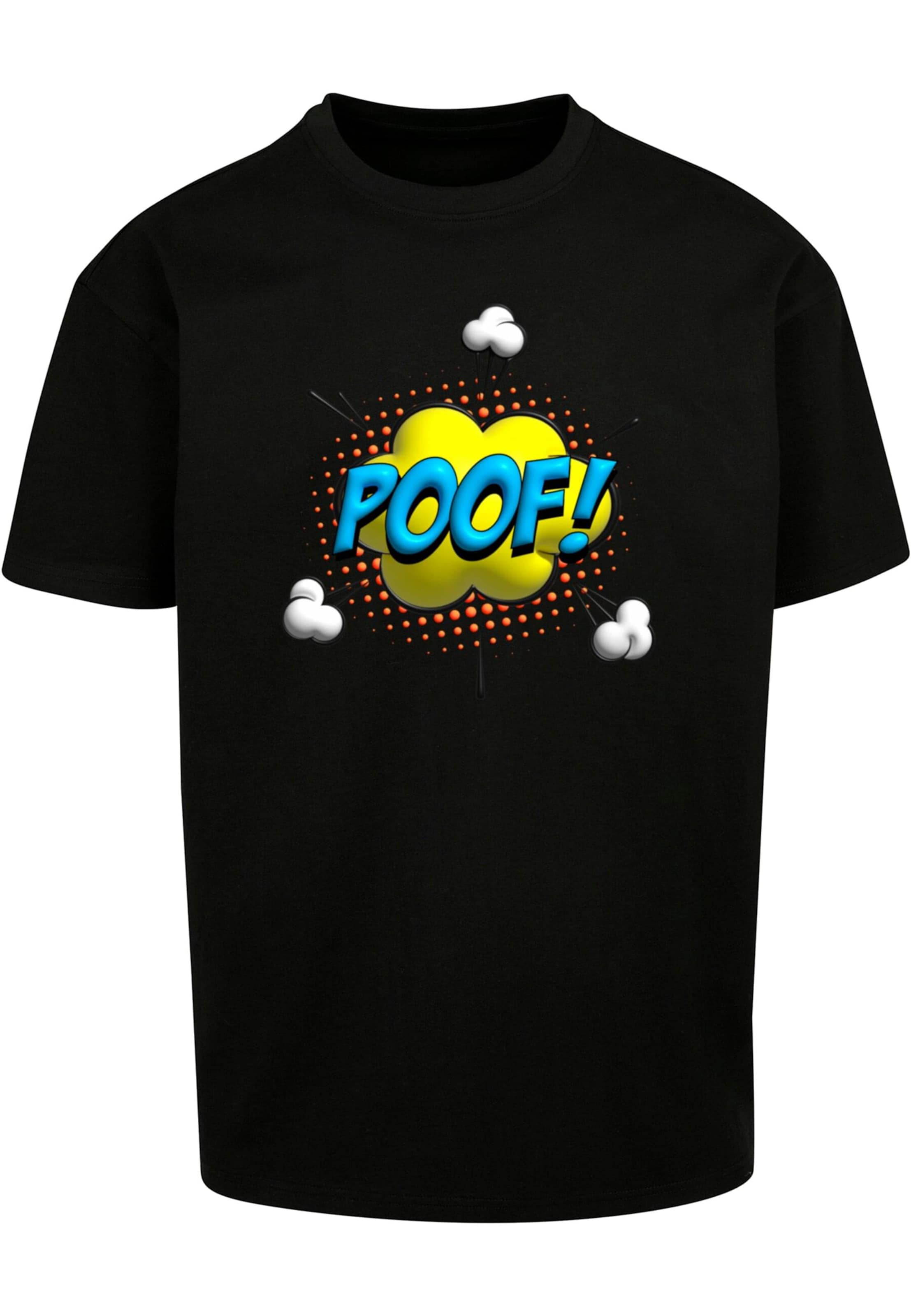 Merchcode T-Shirt 'Poof' in Schwarz: Vorderseite