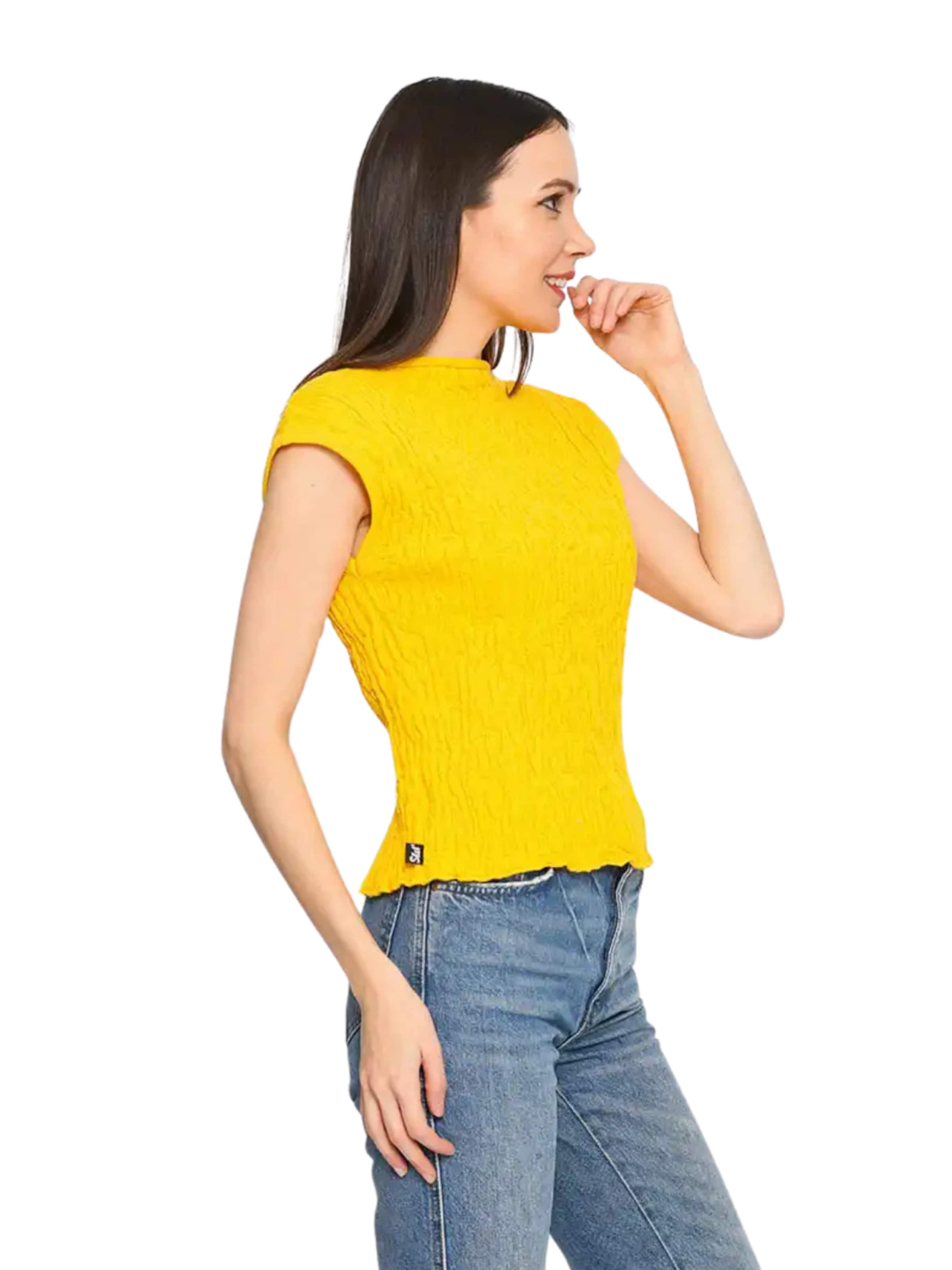 Süel knitwear Sticktop 'Wrinkled Texture'‌‌‌‌ in Gelb