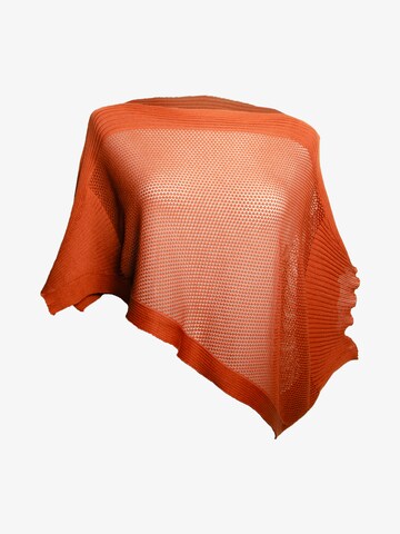 LANARTO slow fashion Cape 'Poncho Sternennetz'‌‌‌‌‌‌‌ in Braun: Vorderseite