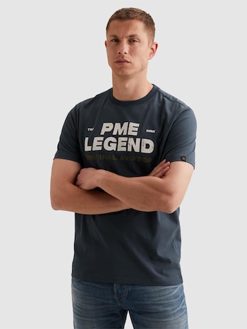 PME Legend Shirt 'T-shirt with rugged artwork on the chest' in Blauw: voorkant