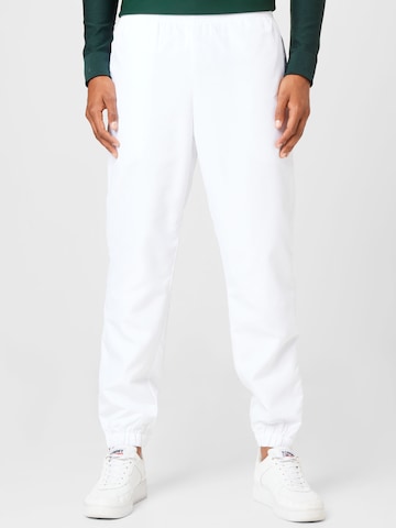 Lacoste Sport Tapered Workout Pants in White: front